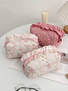 1 estojo organizador de viagem para eletrônicos com estampa floral, bolsa de transporte para itens essenciais de viagem, para cabo, cabo de carregamento, disco rígido externo, carregador portátil para negócios, viagens, escola, faculdade, material escolar de escritório, acessórios escolares, volta às aulas, estudantes universitários