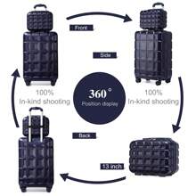 2 Piece Lightweight Hard Case ABS Luggage Set With TSA Lock And Spinner Wheels Includes 20 Inch Cabin Carry-On Suitcase And 13 Inch Vanity Case Travel Hand Luggage Suitcase Set Travel Suitcase Suitcases Suit Case Durable Travel Luggage Carry On - Navy Blue - View 2
