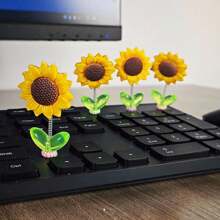 1pc/2pcs/3pcs/4pcs/5pcs Cute Shaking Sunflower Car Ornament Healing Flower Car Center Console Rearview Mirror Decoration - Yellow - View 8