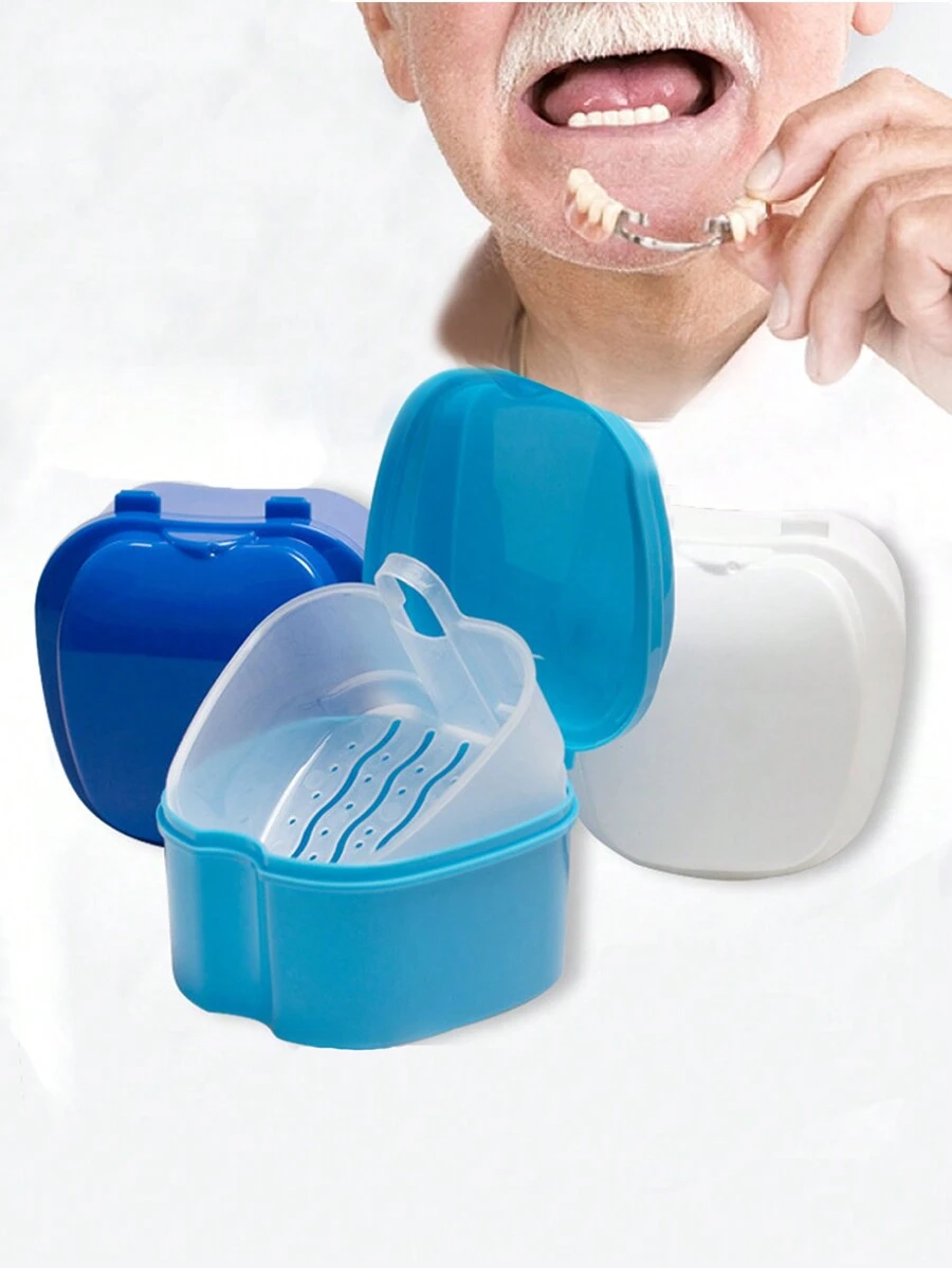 1入蘋果造型的假牙盒，帶掛網假牙收納盒 - 彩色 - 查看 1