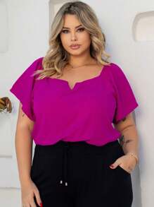 Women's Plus Size  Blouse - Rose Red - View 1