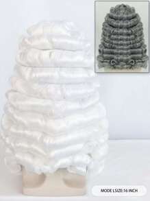 Peluca de juez retro para adultos, peluca de abogado histórico de hombres, barristers, Padre Fundador, peluca colonial del siglo XVIII, larga y rizada para hombres, fiesta de Halloween, cosplay, novedad, peluca blanca/gris para hombre, peluca empolvada sintética resistente al calor, ajuste perfecto, fácil de usar y ligera, ideal para profesionales legales y eventos temáticos, regalo de cumpleaños, Día de Acción de Gracias, decoraciones navideñas y 1 gorro de peluca - Multicolor - Ver 3