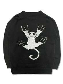 Pulover pentru bărbați, casual, cu model de pisici, din tricot jacquard