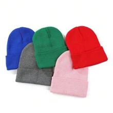 1pc Women's Fashionable Solid Color Knit Beanie Hat, Warm Daily Wear Halloween - Multicolor - View 7