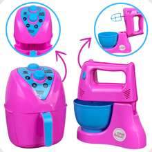 Children's Toy Kitchen Kit With Appliances AirFryer Coffee Maker 5 Pieces - 粉色 - 查看 4