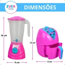 Children's Toy Kitchen Kit With Appliances AirFryer Coffee Maker 5 Pieces - 粉色 - 查看 6