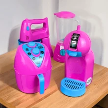 Children's Toy Kitchen Kit With Appliances AirFryer Coffee Maker 5 Pieces - 粉色 - 查看 2