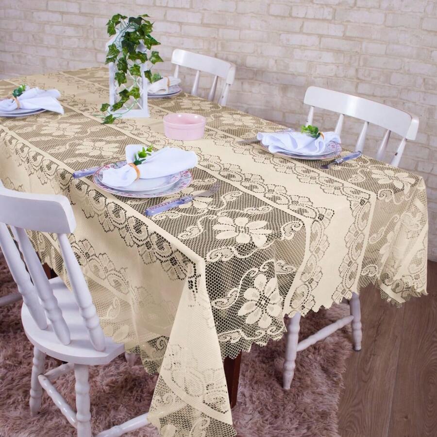 RECTANGULAR TABLECLOTH 2.00 X 1.40 CM 06 STRAW COLOR LACE CHAIRS - 香檳色 - 查看 1