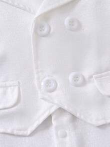男婴白色长袖绅士领结洗礼连体衣，秋季，圣诞节 - 白色 - 查看 5