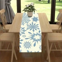 1 件圣诞图案亚麻桌旗，100% 编织亚麻矩形桌旗，适用于餐厅、家居、咖啡桌、派对装饰 - 彩色 - 查看 4