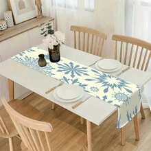 1 件圣诞图案亚麻桌旗，100% 编织亚麻矩形桌旗，适用于餐厅、家居、咖啡桌、派对装饰 - 彩色 - 查看 2