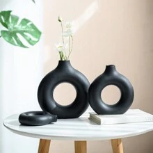 1/2/3 件黑色塑料甜甜圈花瓶，塑料花瓶适用于家居装饰，极简主义波西米亚风格装饰，适用于婚礼晚宴桌派对客厅办公室卧室、节日礼物、圣诞礼物 - 彩色 - 查看 4