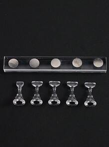 1pc Magnetic Nail Art Practice Display Stand Transparent Gold And Silver Aurora Nail Stand Acrylic Transparent Base Nail Art Display Stand Practice Tools Suitable For Beginners DIY False Nails Nail Art Salon Nail Supplies