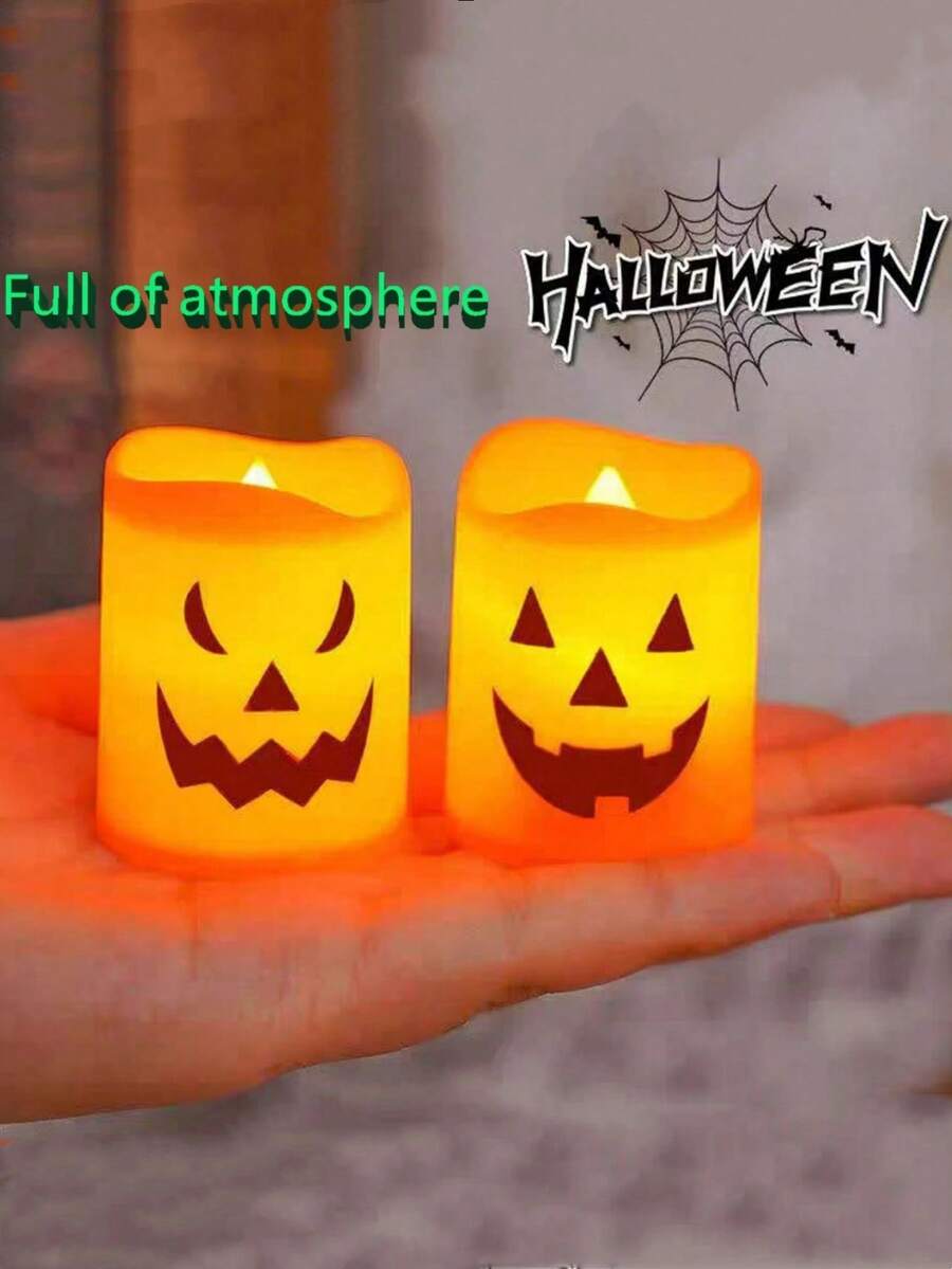 6pcs/3pcs/1pc Halloween LED Electronic Candles, Electronic Candle Stand