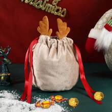 1/5/10 Stücke Weihnachtsgeschenk-Beutel mit Rentier-Motiv, Samt Weihnachtsmann-Säcke mit Zugband, Weihnachtsdekoration, Geschenke für Kinder, Silvester-Party