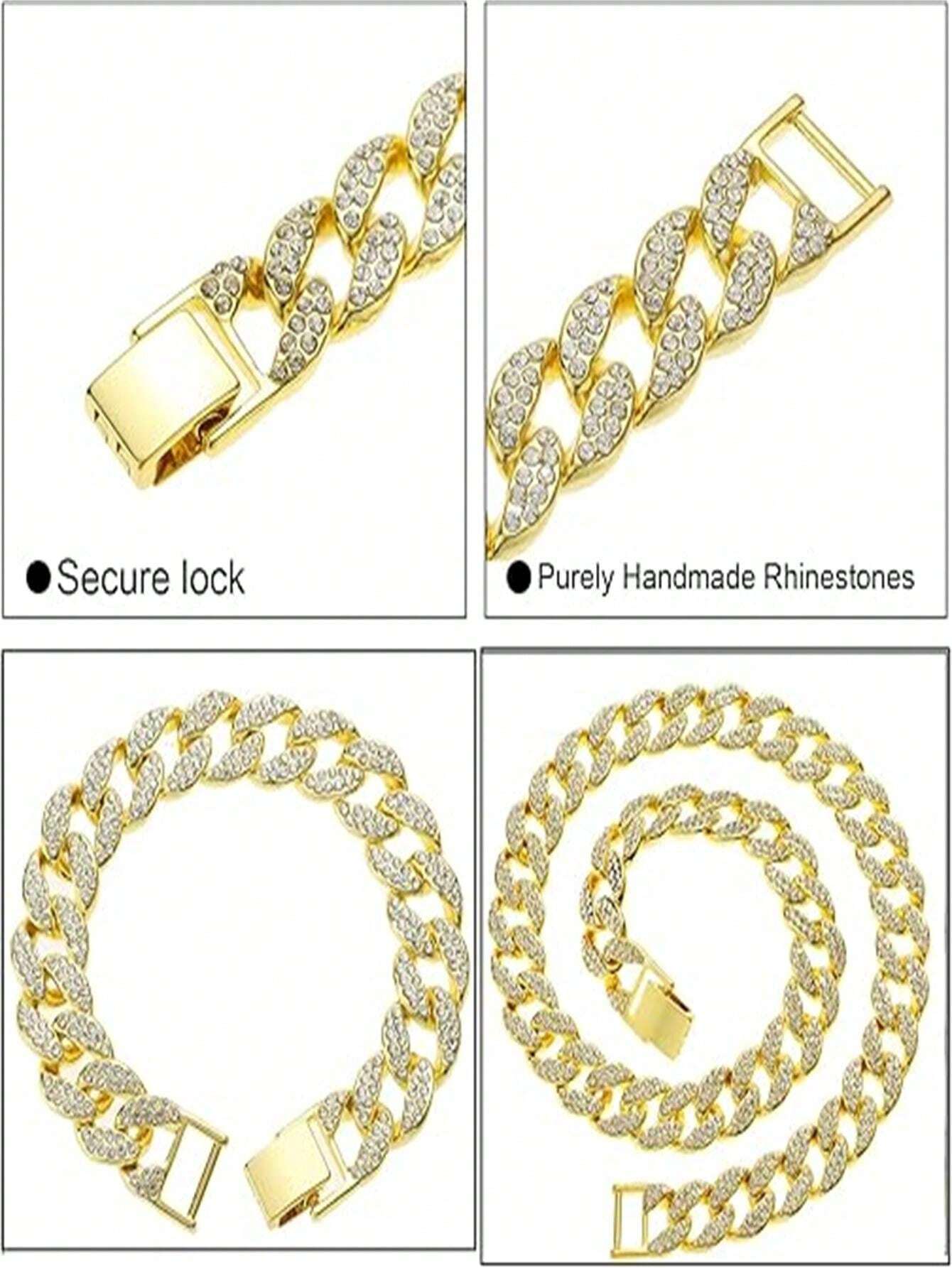 Double Row Rhinestone Chain 15mm Bling Bling Double Row Rhinestone Rhombus Chain Necklace, Hip Hop ...