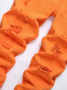 Teen Boys Casual Distressed Denim Jeans With Pockets - Orange - View 3