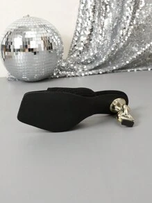Fashionable High Heel Elegant Asymmetric Heel Casual Women Sandals - Black - View 4