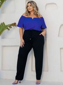 Women's Plus Size  Blouse - Royal Blue - View 3