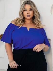 Women's Plus Size  Blouse - Royal Blue - View 1