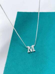 Initial Necklace Studded With , Semi-Jewelry In 925 Silver - C - 查看 5