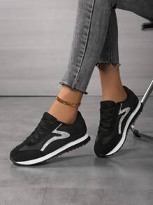 Women Vintage Round Toe Lace Up Soft Bottom Comfortable Casual Sneakers Breathable Daily Running Solid Color Trainers