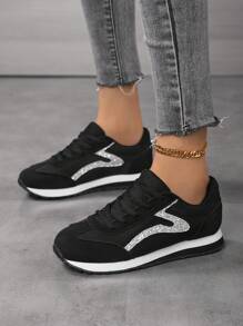 Women Vintage Round Toe Lace Up Soft Bottom Comfortable Casual Sneakers Breathable Daily Running Solid Color Trainers
