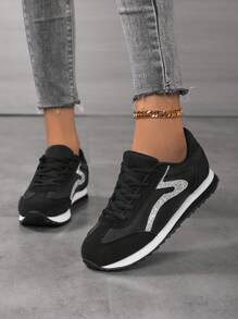 Women Vintage Round Toe Lace Up Soft Bottom Comfortable Casual Sneakers Breathable Daily Running Solid Color Trainers