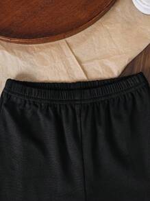 Baby Boy Summer Casual Set Round Neck Short Sleeves Tops - 黑色 - 查看 4