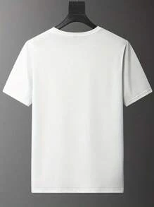 BOSTON Letter Print Men's T-Shirt Summer Outdoor Urban Style Round Neck Tops For Men - 白色 - 查看 2