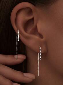 A Pair Of S925 Sterling Silver Earrings Tassel Earrings Earrings Ear Buckles Daily Wear Women Jewelry Gift
