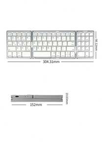 Teclado inalámbrico plegable recargable con teclado numérico B089 Bluetooth multi-dispositivo (BT5.1 x 3), teclado plegable portátil de bolsillo para iOS, Android, Windows - Plateado - Plateado - Ver 4