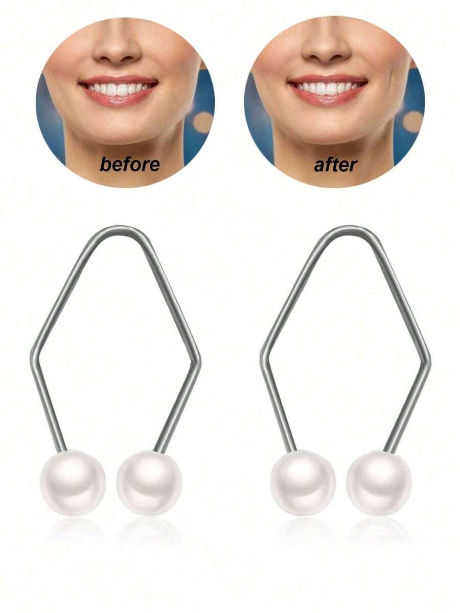 2 piezas Creador de hoyuelos, entrenador de hoyuelos en el rostro, fácil de usar, forma hoyuelos naturales - Multicolor - Ver 1