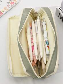 1 件装全新多功能大容量文具盒，三层设计，高品质粉色铅笔盒，适用于学校和办公用品储存