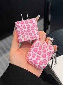 1PC Leopard Print Earphone Case + 1pc Leopard Print 18W/20W Charger Head Protector Compatible With AirPods 1/2/3 Earphones, AirPods Pro 2 Sets - Pink - View 3