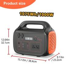 Portable Power Station, 1000W Solar Generator, 1075Wh Backup Lithium Battery, 120V/1000W AC Outlet, Solar Powered Generator For RV Camping Outdoor Hiking Fishing Emergency - Yellow - View 2