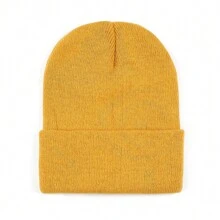 1pc Women's Fashionable Solid Color Knit Beanie Hat, Warm Daily Wear Halloween - Multicolor - View 25