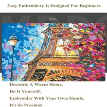 LaoJieYuan 2025 New Style Landscape Flowe Eiffel Tower DIY 11CT Embroidery Cross Stitch Kits Craft Needlework Set Printed Canvas Dropshipping