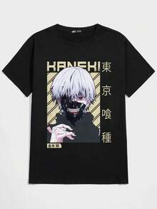Anime Kaneki Ken T-Shirt Unisex 100% Cotton Streetwear New Release Shipping Various Colors!! - 黑色 - 查看 1