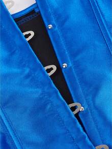 1 件女士缎面宫廷式塑身束身衣，塑身衣，带腰部束腰训练器 - 藍色 - 查看 6