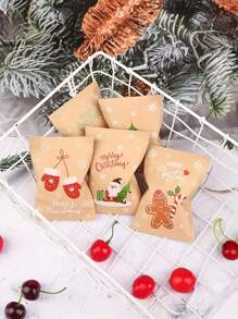 12 piezas Pegatinas,Bolsas de regalo de Navidad de kraft con pegatinas surtidas, diseño de Santa Claus y muñeco de nieve, embalaje para dulces y galletas festivos, sobres de papel festivos para obsequios y regalos de fiesta, decoraciones navideñas surtidas