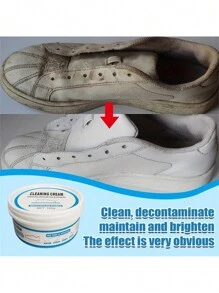 2入組白色鞋面清潔霜，附帶海綿，適用於白色鞋子、運動鞋、皮鞋、球鞋清潔用品，祛污去黃、護理鞋面