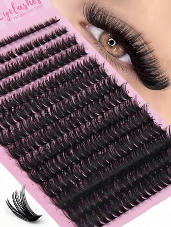 14 排 60D 浓密假貂睫毛混合长度 8-16 毫米，3D 效果单簇睫毛用于 DIY 睫毛延长睫毛簇、睫毛簇、单根睫毛、睫毛、假睫毛