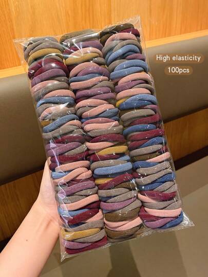 100pcs Colorful Elastic Hair Ties, Durable Hair Bands For Girls