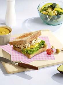 100 件粉色蜡纸内衬，适用于食物篮、三明治、汉堡、网格熟食包装、汉堡盒、便当盒、蛋糕的防油纸