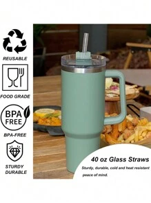 3 件/9 件可重复使用玻璃吸管，适用于 40 盎司/30 盎司玻璃杯，包含清洁刷、杯子配件、圣诞礼物、学校用品 - 無色 - 查看 3