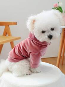 PETCIRCLE 1 件宠物服装，适合小狗幼犬猫的可爱 2 条腿运动衫，休闲天鹅绒连帽衫 - 粉色 - 粉色 - 查看 2