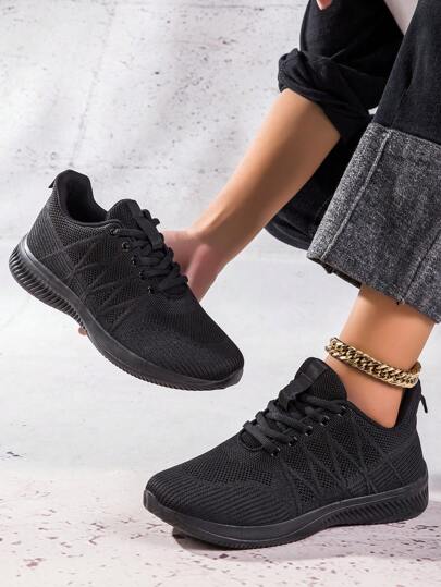 2023 New Breathable Lightweight Mesh Knit Lace-Up Casual Washable Shoes For Women, Suitable For Sports, Running, Walking