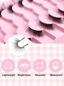 Half Lashes 7 Pairs Wispy Cat Eye Half Eyelashes Natural Look Soft False Lash Handmade Faux Mink Fake Eyelashes For All Occasions Parties And Daily Use