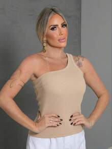 Kit 2 Women's Tank Top Mula Manca One Shoulder Offer Blogger Style Zarah - 彩色 - 查看 9